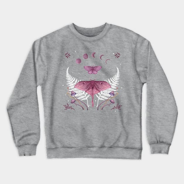 Luna and Emerald - Vintage Pink Crewneck Sweatshirt by Episodic Drawing